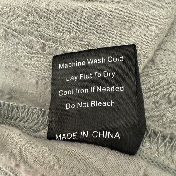 POL Cotton Lace Button Front Tunic Top Gray | Peasant Boho Blouse | Small - Picture 6 of 12